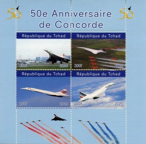 Chad Aviation Stamps 2020 MNH Concorde 50th Anniversary Red Arrows 4v M/S