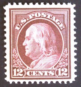 US Scott #417 - VF - 12c Claret Brown - Franklin - MNH - 1914