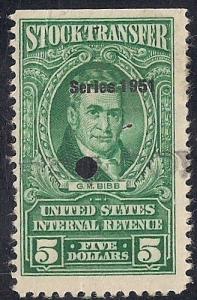 #RD353 5 Dollars G.M. Bibb, 1951 Stock stamp used F-VF