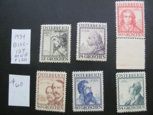 AUSTRIA 1934 MNH  SC B122-127 SET XF $120 (152)