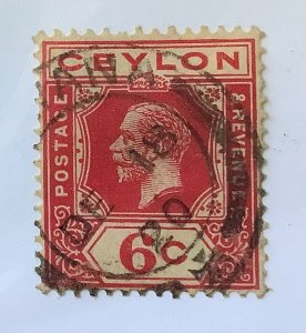 Ceylon 1912 - Scott 204 used - 6c, King George V