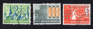 Indonesia 1969 5r, 15r & 20r Development Plan, Scott 766, 770, 772 used