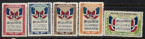 DOMINICAN REPUBLIC C57-61 MNH MUSIC FLAGS V172