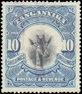 Tanganyika #27a, Incomplete Set. WMK Sideways Probably Revenue Cancel, 1922-1...