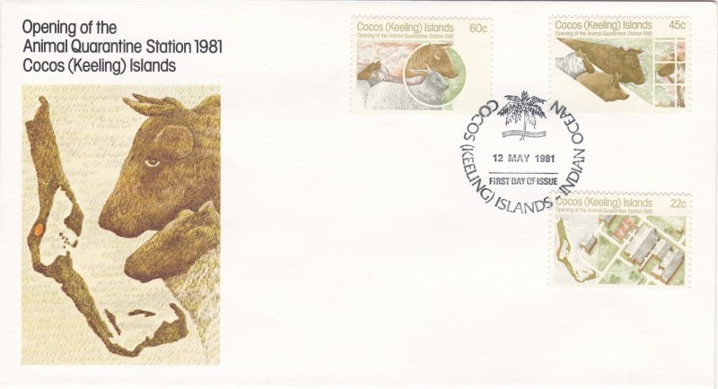 Cocos Islands # 65-67, Opening of Quarantine Station, First Day Cover