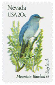 1982 20c State Birds & Flowers, Nevada, Bluebird, Sagebrush Scott 1980 Mint NH