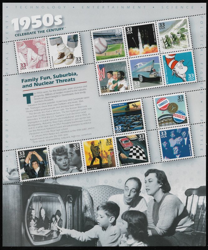 MALACK 3187 33c 1950s Family Fun Sheet, VF mint neve..MORE.. stock3187