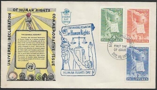 PHILIPPINES 1951 Human Rights set commem FDC...............................56358