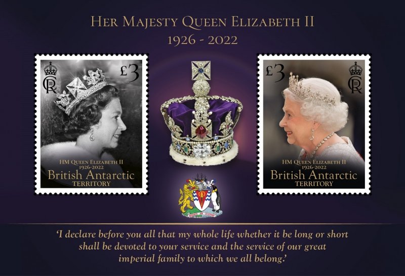 BRITISH ANTARCTIC TERRITORY BAT 2023 QUEEN ELIZABETH II MEMORIAL 1926-2022 ROYAL