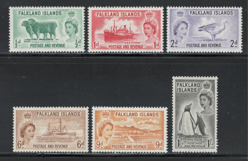 Falkland Islands 1955 Queen Elizabeth II Definitives Scott # 122 - 127 MH