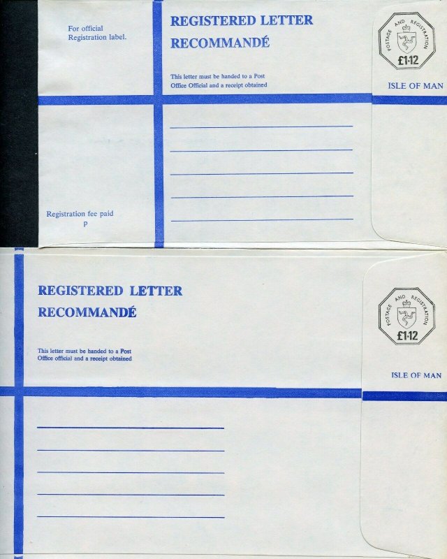 ISLE OF MAN  LOT  OFFICIAL REGISTERED LETTER POSTAL ENVELOPES ETC MINT & USED 