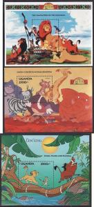 Uganda-SC#1269-71-3 sheets-Disney-The Lion King-unused-NH-