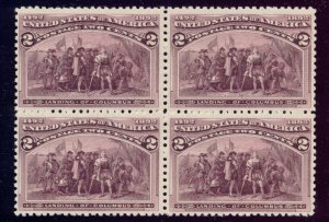 US 231 2c 1893 Broken Hat Landing of Columbus F-VF NH block of 4