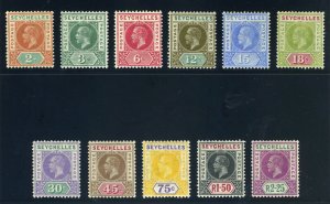 Seychelles 1912 KGV set complete MLH. SG 71-81. Sc 63-73.