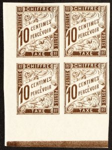 France Stamps # J16 MNH+MLH Imperforate Block