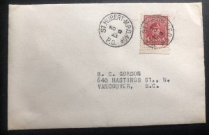 1943 St Hubert Canada Military Post Office MPO 404 cover To Vancouver