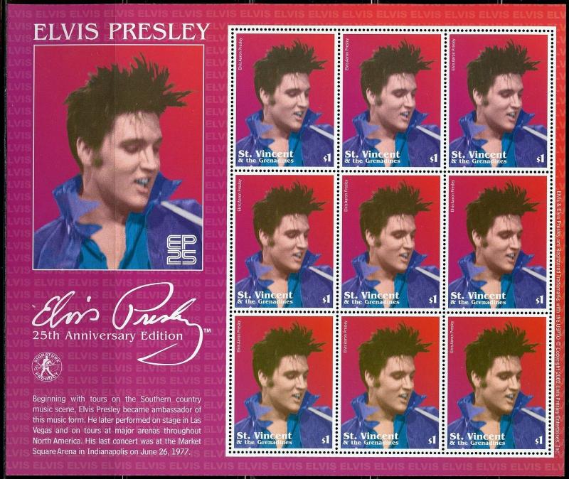 WORLD WIDE SECTION E OF 18  DIFFERENT ELVS PRESLEY SHEETS MINT NEVER HINGED