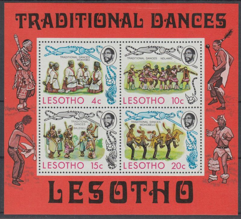 XG-E267 LESOTHO - Dances, 1975 Traditional, Folklore, Costumes MNH Sheet