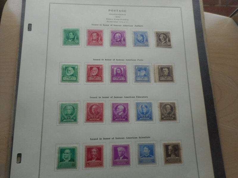 U.S. Famous American Set  859-893 VFOG on Album Pages