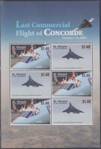 ST VINCENT Sc #3530-1 CPL MNH SHEETLET x 3 sets CONCORDE's LAST FLIGHT