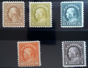 Scott #503,508,511,516,518 - FW perf 11 Lot - Mixed OG, NG & MNH - 1917