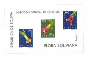 #2263 BOLIVIA 1962 NATIONAL FLOWERS FLORA S/SHEET MI BL 15 MNH