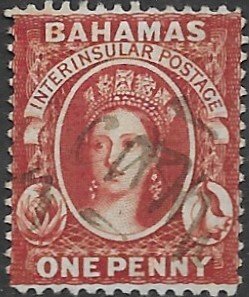 Bahamas  16   1863   one penny fine used