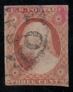 US #11 XF-SUPERB, super nice town cancel, four full margins,   super select, ...