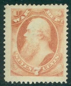 EDW1949SELL : USA 1873 Sc #O87 Incredibly large stamp. XF MOGH PSE Cert Cat $160 