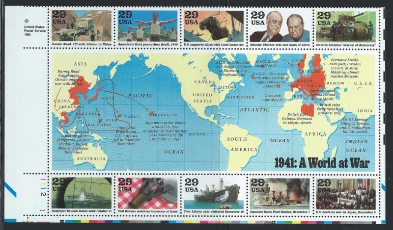 UNITED STATES SC# 2559 F-VF MNH 1991 PL#11121 LL BK/10