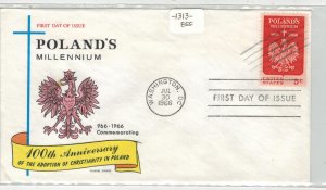 1966  FULL COLOR FLUEGEL CLEAN UNADDRESSED 1313 POLAND MILLENIUM CHRISTIANITY