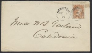 1875 Hamilton ONT '5' Duplex Cancel On Bank of Montreal Cover to Caledonia