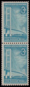 US 1109 Mackinac Bridge 3c vert pair MNH 1958