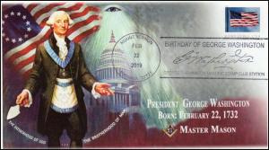 19-048, 2019, George Washington, Pictorial Postmark, Event Cover, Birthday, Maso