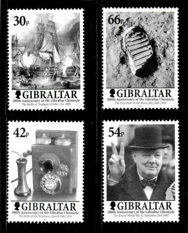 Gibraltar 2001 - Chronicle Newspaper, 200 Years - Set of 4v - Scott 881-84 - MNH