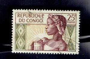 CONGO REPUBLIC SCOTT#89 1959 25f BIRTH OF THE REPUBLIC ALLEGORY - USED