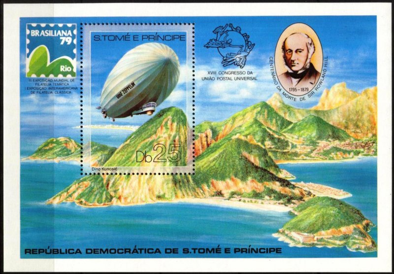 Sao Tome and Principe 1979 Zeppelins Mountains UPU S/S MNH