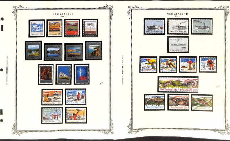 New Zealand Stamp Collection on 16 Scott Specialty Pages, 1982-1988 Mint NH (BR)