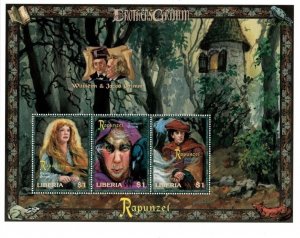 Liberia 1997 - Brother's Grimm - Rapunzel - Sheet of 3 Stamps - Scott #1253 -MNH