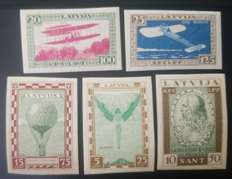 O) 1932 LATVIA, IMPERFORATE, LEONARDO DA VINCI SC CB10,  WRIGHT BROTHERS