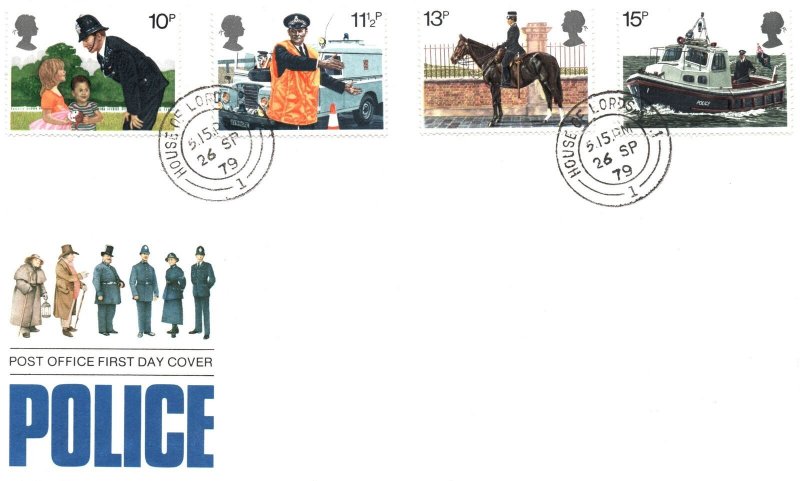 FIRST DAY COVER GREAT BRITAIN THE POLICE SERVICES SET OF 4 VALUES 1979