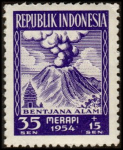 Indonesia B70 - Mint-H - 35s+15s Merapi Volcano (1954) (cv $1.50)