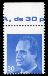 Spain #2435var, 1985-92 30c ultramarine, dramatic shift of the design variety...