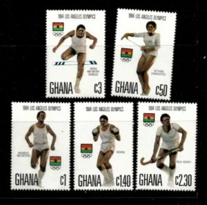 Ghana 1984 - Los Angeles Olympics - Set of 5 Stamps - Scott #933-7 - MNH