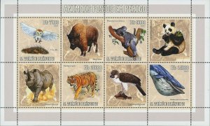 Endangered Animals Stamp Tyto Alba Bison Bison Panthera Tigris S/S MNH #2794-279