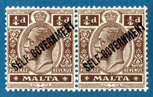 [mag928] MALTA 1922 SG#114 mnh pair VARIETY one stamp surcharge without hyphen