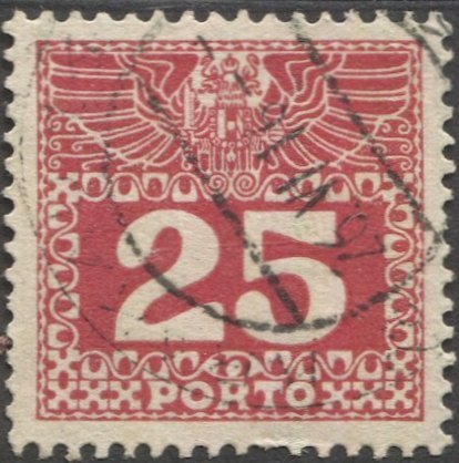 AUSTRIA 1910  Sc J41 25h Postage Due Used  VF, cv $6.50