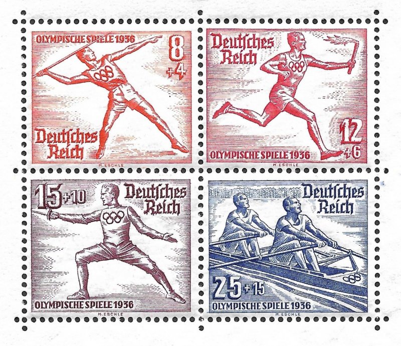 Doyle's_Stamps:1936 German Olympic Games Semi-Postal Sheets, #B91* & #B92*