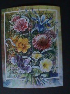 NEW ZEALAND-2001 SC#1707a-COLORFUL LOVELY FLOWERS-MNH-S/S VERY FINE-LAST ONE