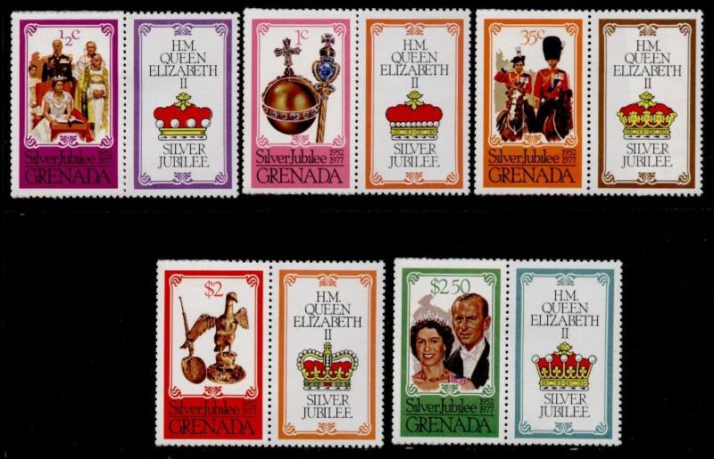 Grenada 788-92 perf 12 + labels MNH Queen Elizabeth Silver Jubilee, Horse